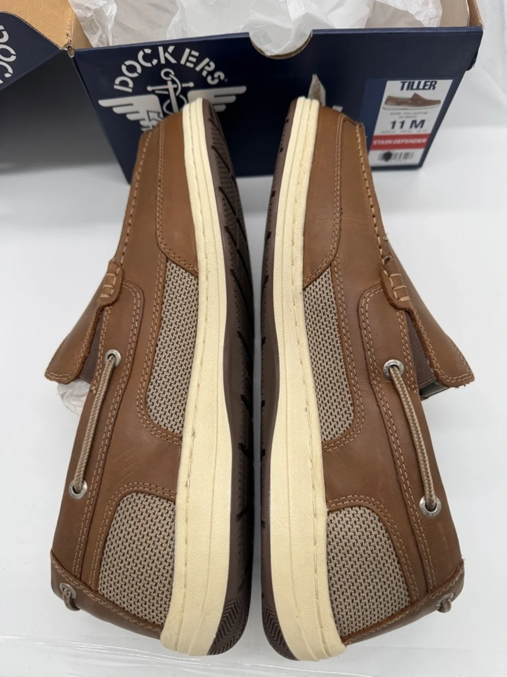 Dockers Men's Tiller Boat Shoes in Dark Tan